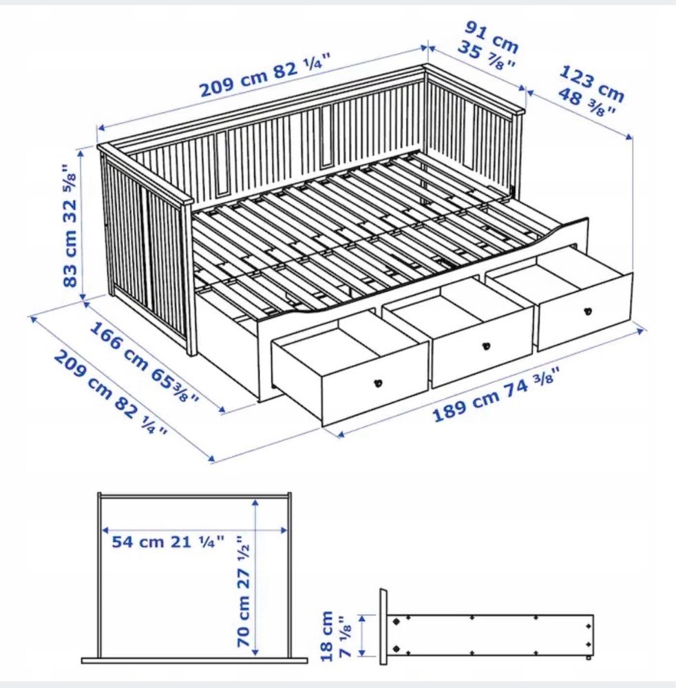 Łóżko podwójne drewniane Ikea Hemnes 160x200 biały