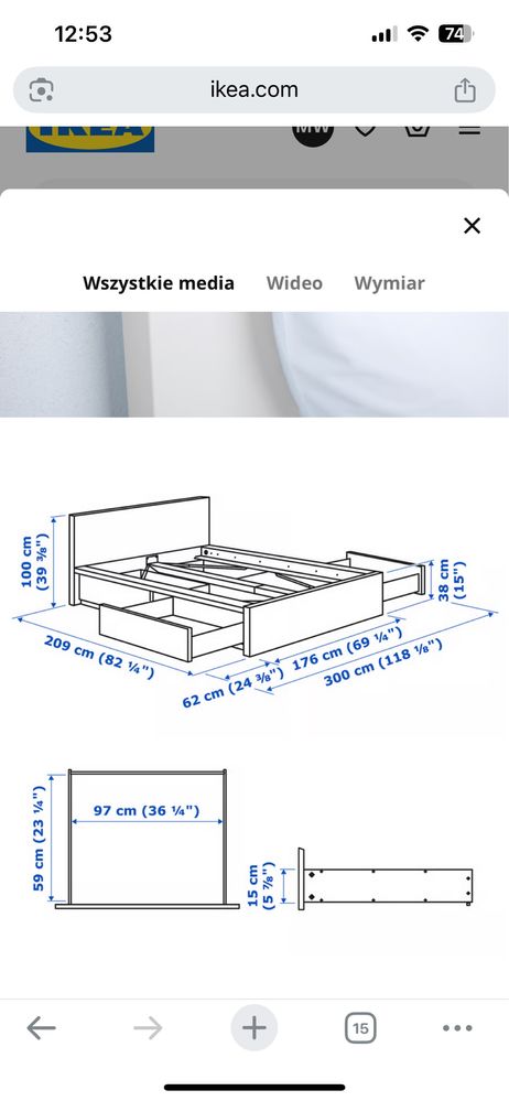 Łóżko Ikea Malm 160x200