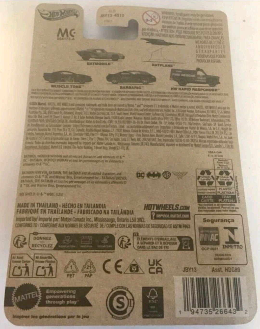 Batplane Batman DC Hot Wheels Silver Series