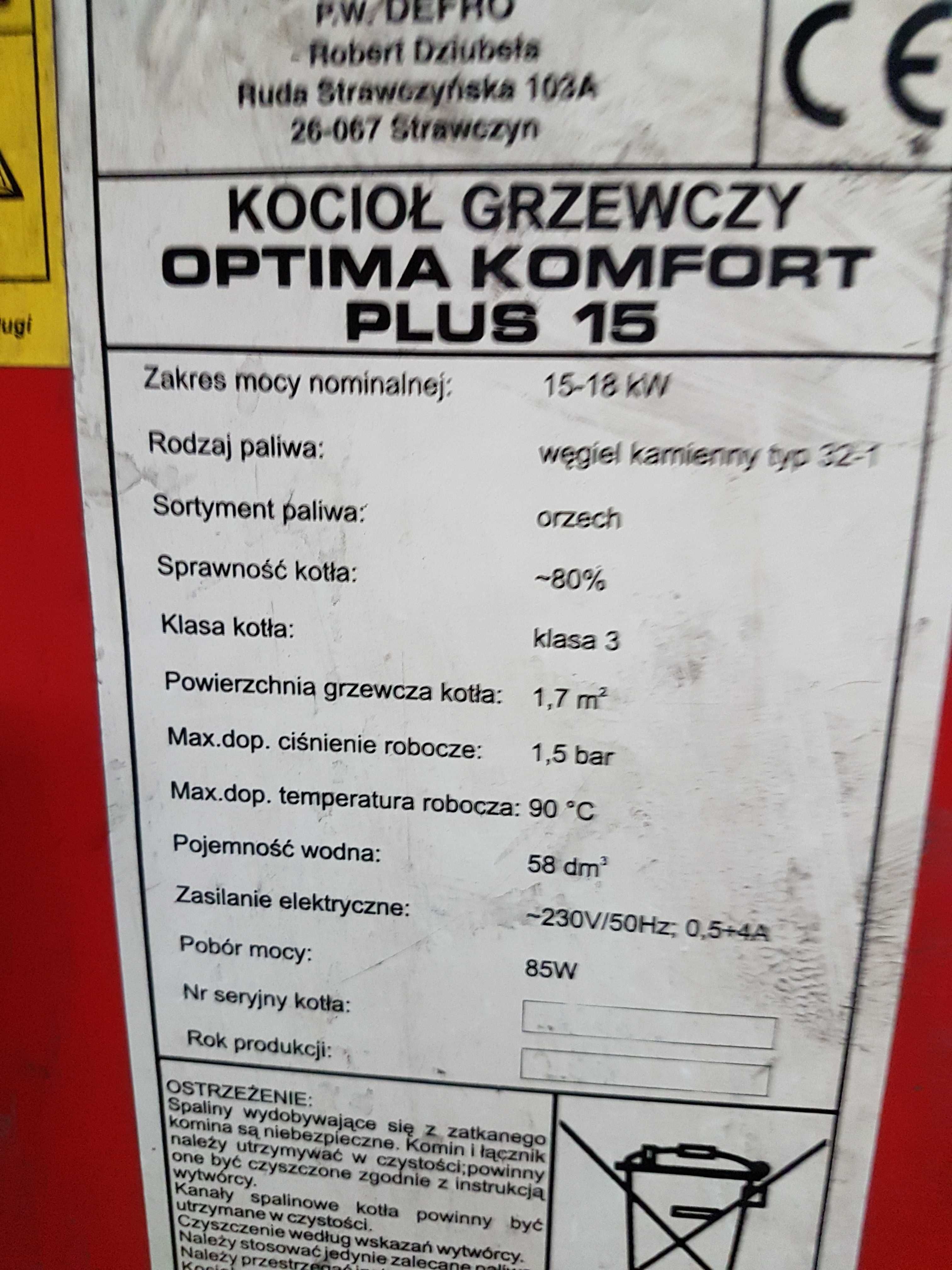 Piec uniwersalny Optima Plus 15 DEFRO