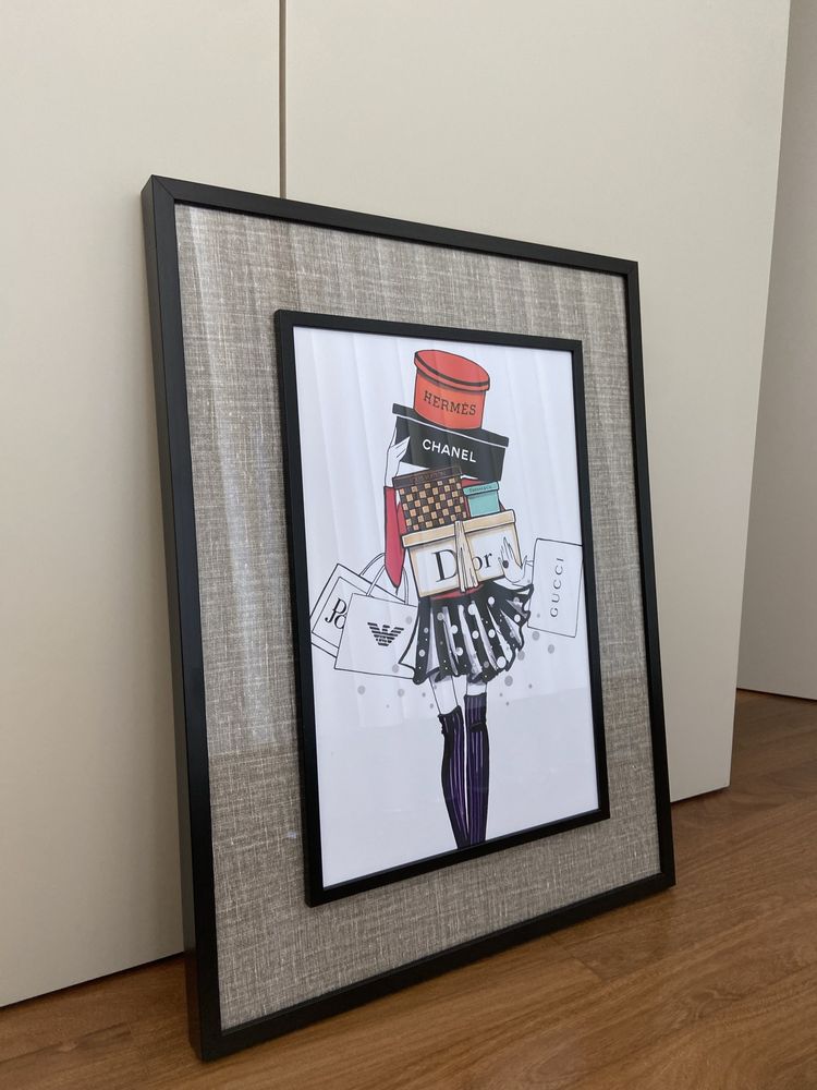 Moldura/ Quadro Bordo Duplo. Com tecido e fotografia
