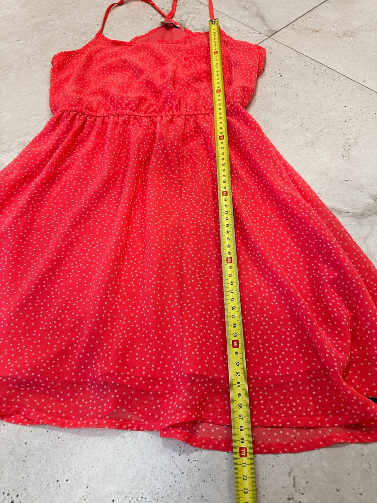 Sukienka letnia lekka xs s 34 36 krótka łososiowa różowa