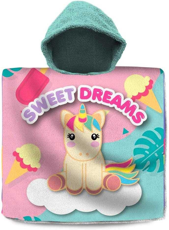 Пляжное полотенце-пончо с капюшоном Sweet Dreams Единорог для 3-7 лет