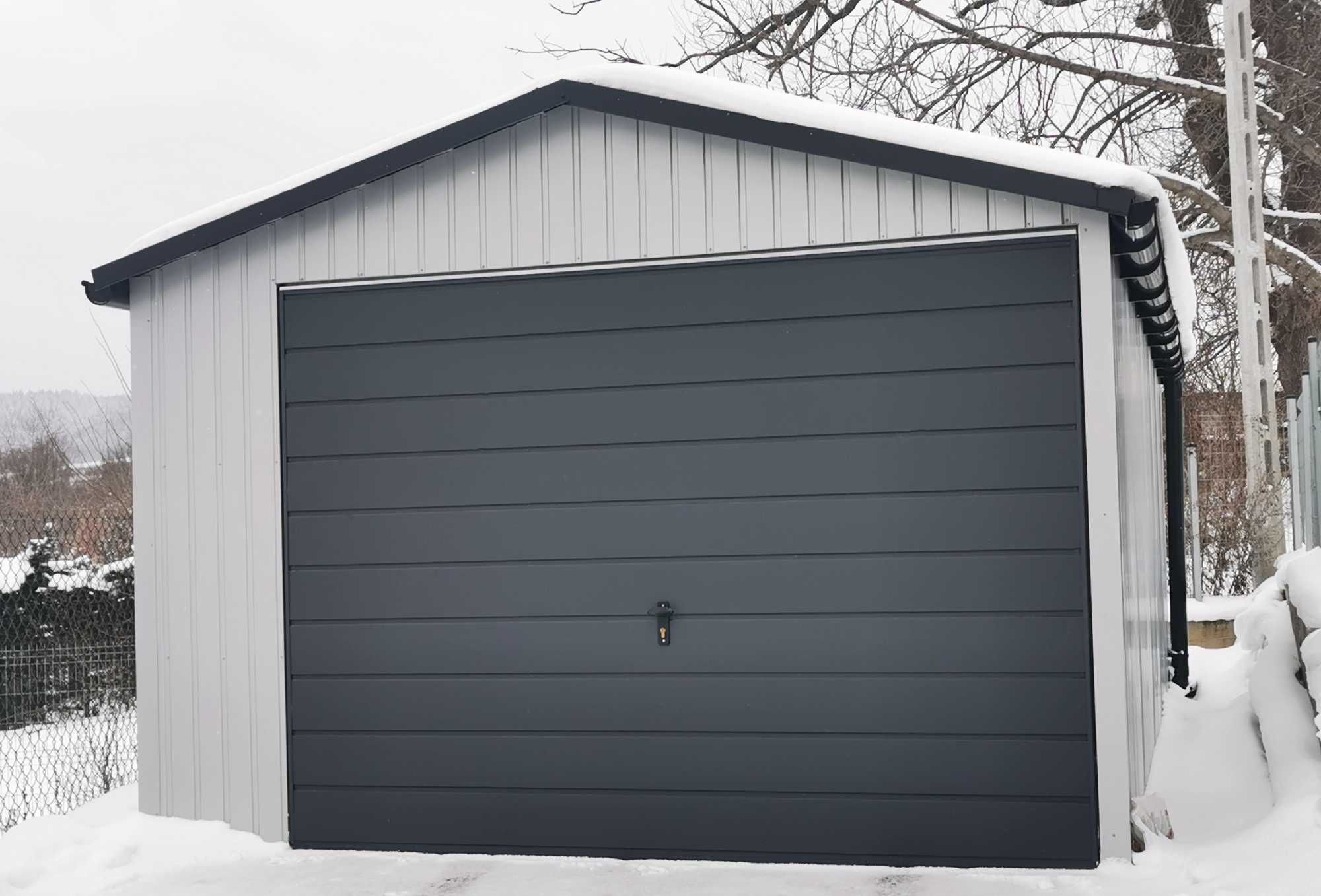Garaż blaszany antracyt grafit drewnopodobny producent 3x5 6x5 6x6 5x6