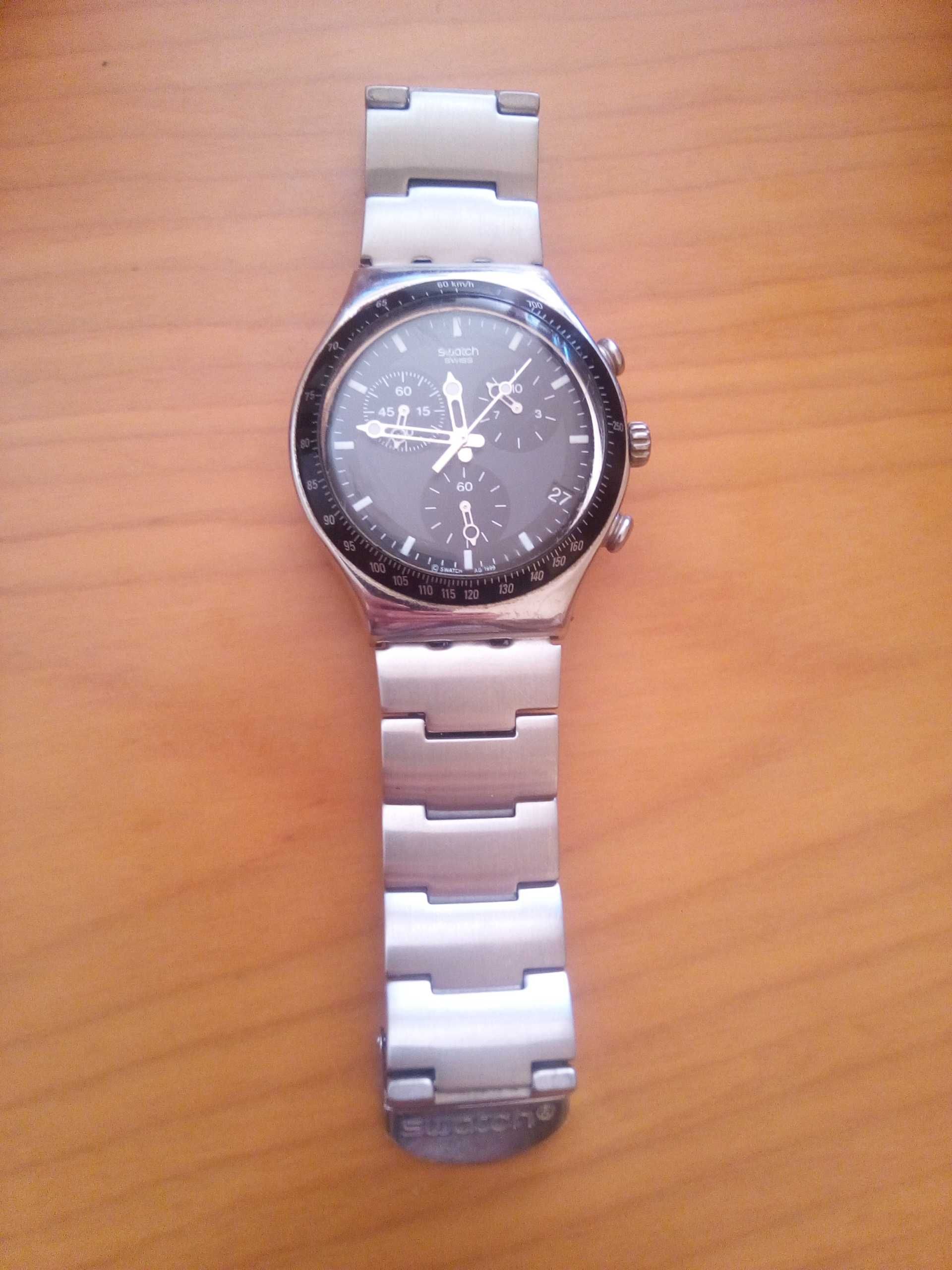 VINTAGE SWATCH AG-1999 IRONY Chrono Quartz St. Steel