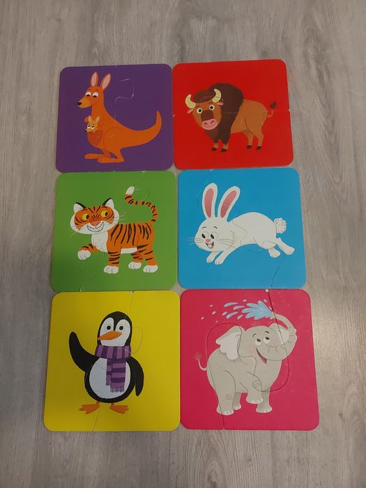 Zestaw puzzli układanka drewniana 2+