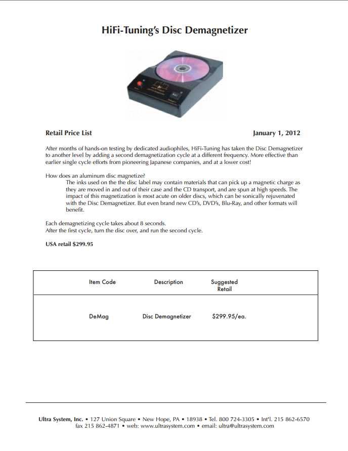 CD демагнітизатор HI-FI Tuning HT-2A.