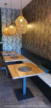 Bukowy stół na jednej nodze 80x80 metal postument do restauracji loft