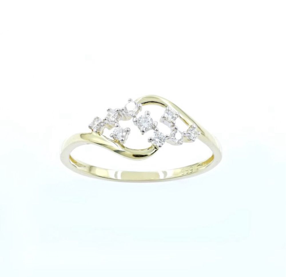 Anel 14K Ouro Amarelo - 0.18ct tw. Diamante Natural