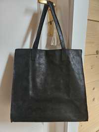 Torebka torba shopper czarna 100% skóra