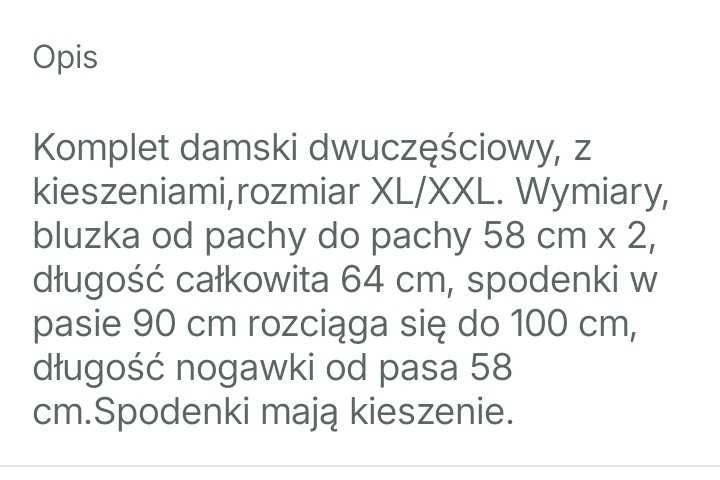 Komplet dwuczęściowy damski XL/XXL