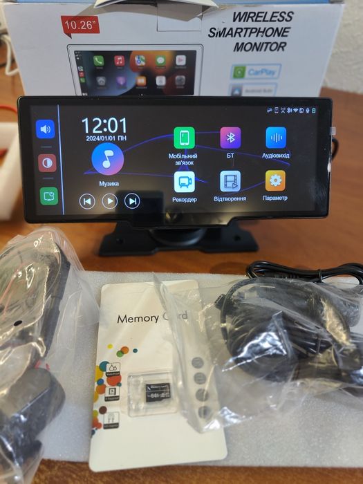 екран-відеореєстратор  10,26" IPS 4K HD CarPlay/Android