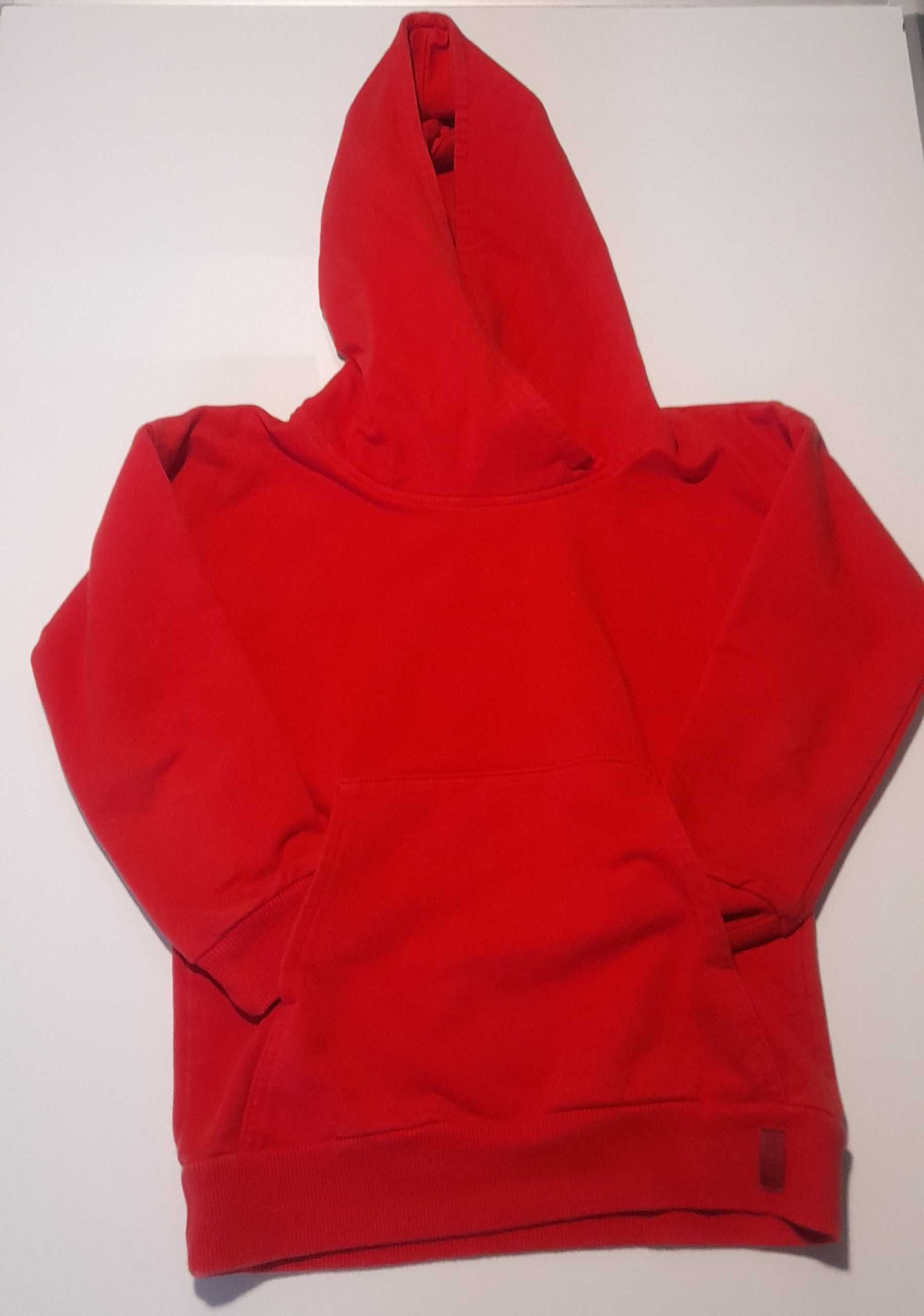 dres komplet czerwony bluza kangurka kieszenie kaptur dziewczynka 116