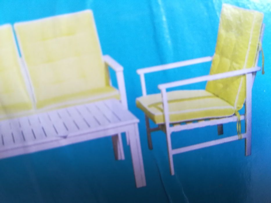 Tarasowe białe meble aluminiow sofa+ 2 fotele +stół lemon Nowy -50%