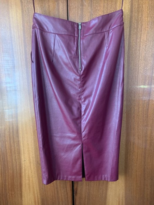 Юбка кожаная, миди