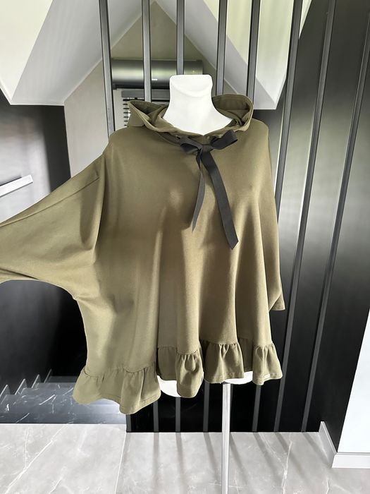 Oversize tunika bluza z kapturem Khaki Selfieroom