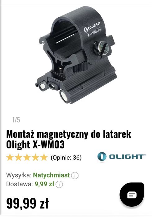 ontaż magnetyczny do latarek Olight X-WM03