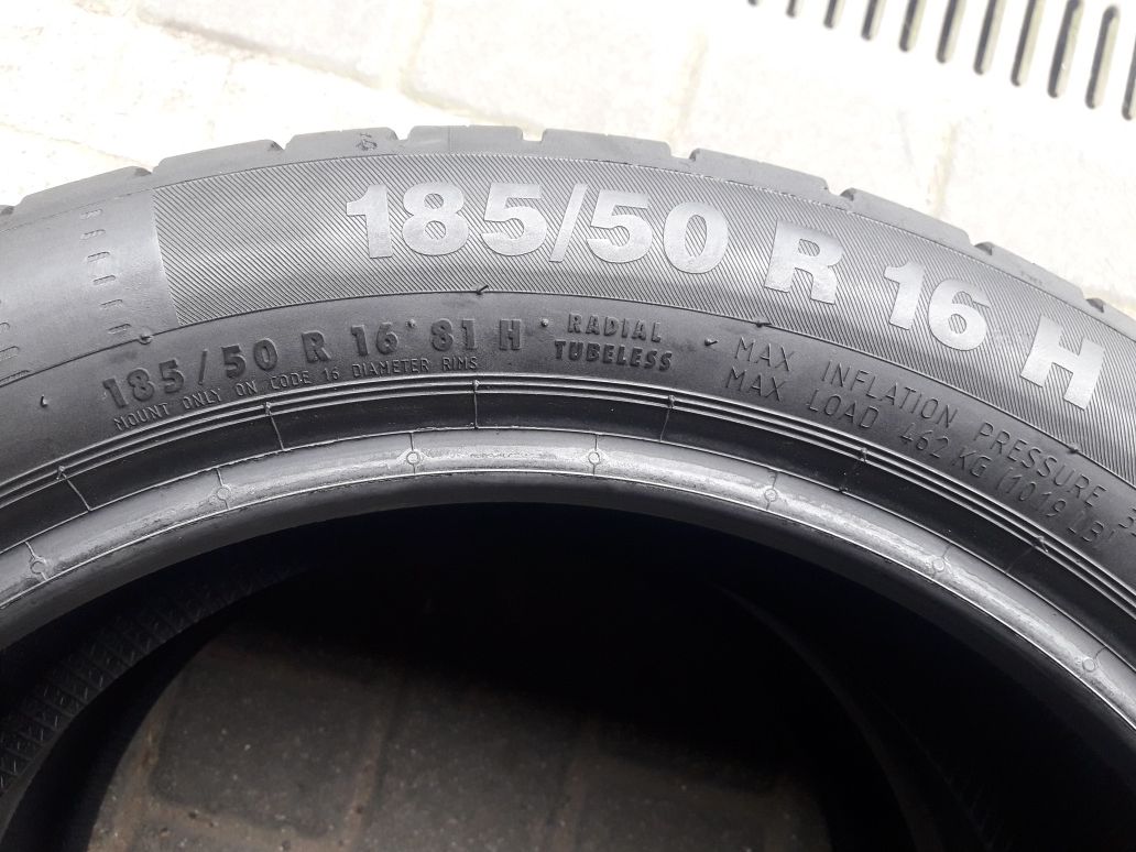 185/50R16 81H CONTINENTAL , dwie opony letnie.