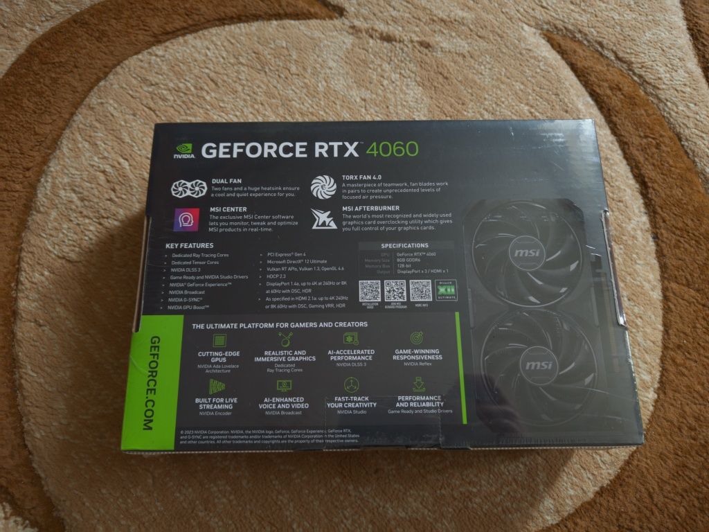 Нова нерозпакована Відеокарта MSI GeForce 4060 Ventus 2X Black 8G