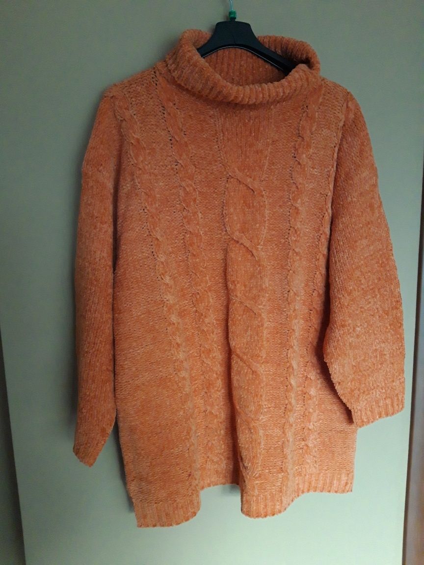Dłuższy sweter orange plus size rozmiar 48/50/52  6XL