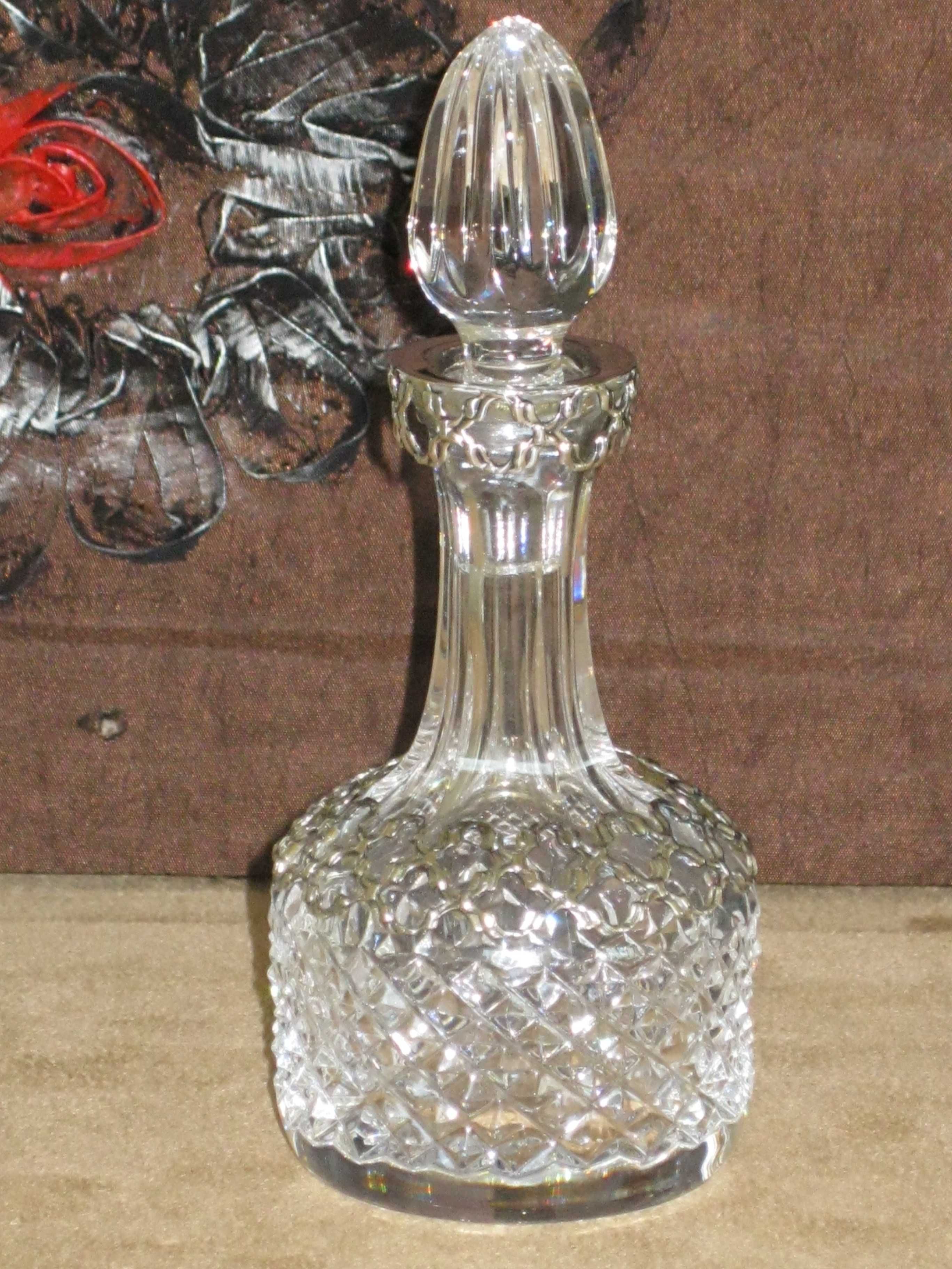 Frasco Cristal ATLANTIS C/Prata Maciça de Lei 925``mil.
