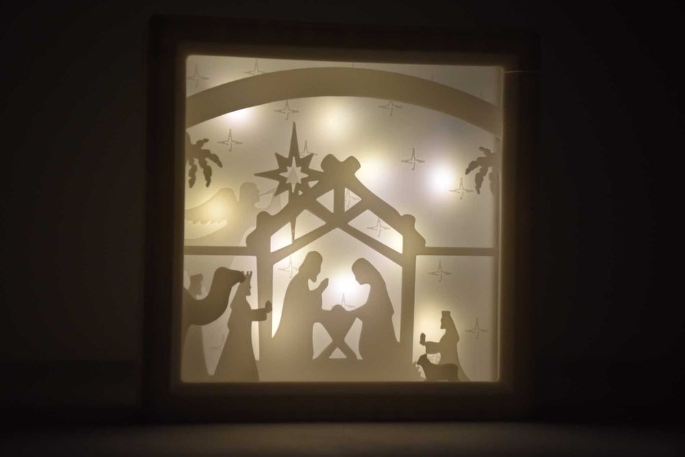 Caixa de luz de Natal de presépios com Jesus, com RGB ou cor branca