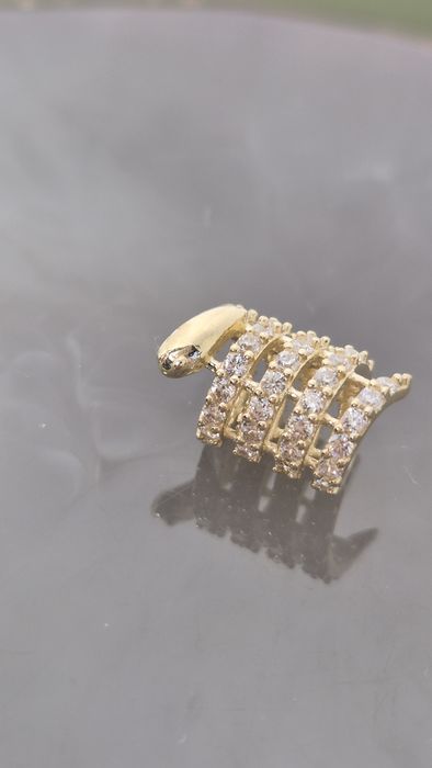 Nowy złoty charms do bransoletki typu Pandora żmija wąż cyrkonie białe