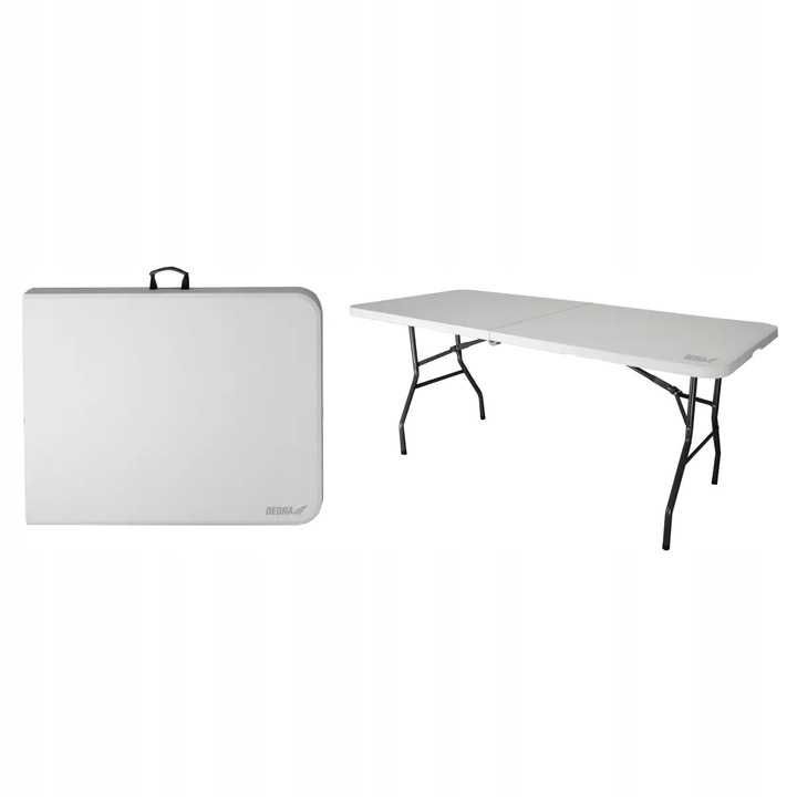 DEDRA STÓŁ OGRODOWY Składany Camping Walizka HDPE + STAL 180x74x74cm