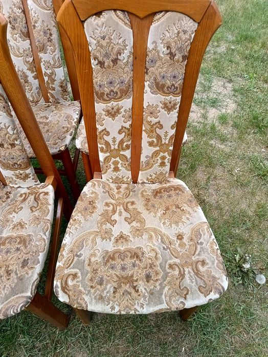 Krzesła pokojowe, drewniane 6 szt. tapicerowane.