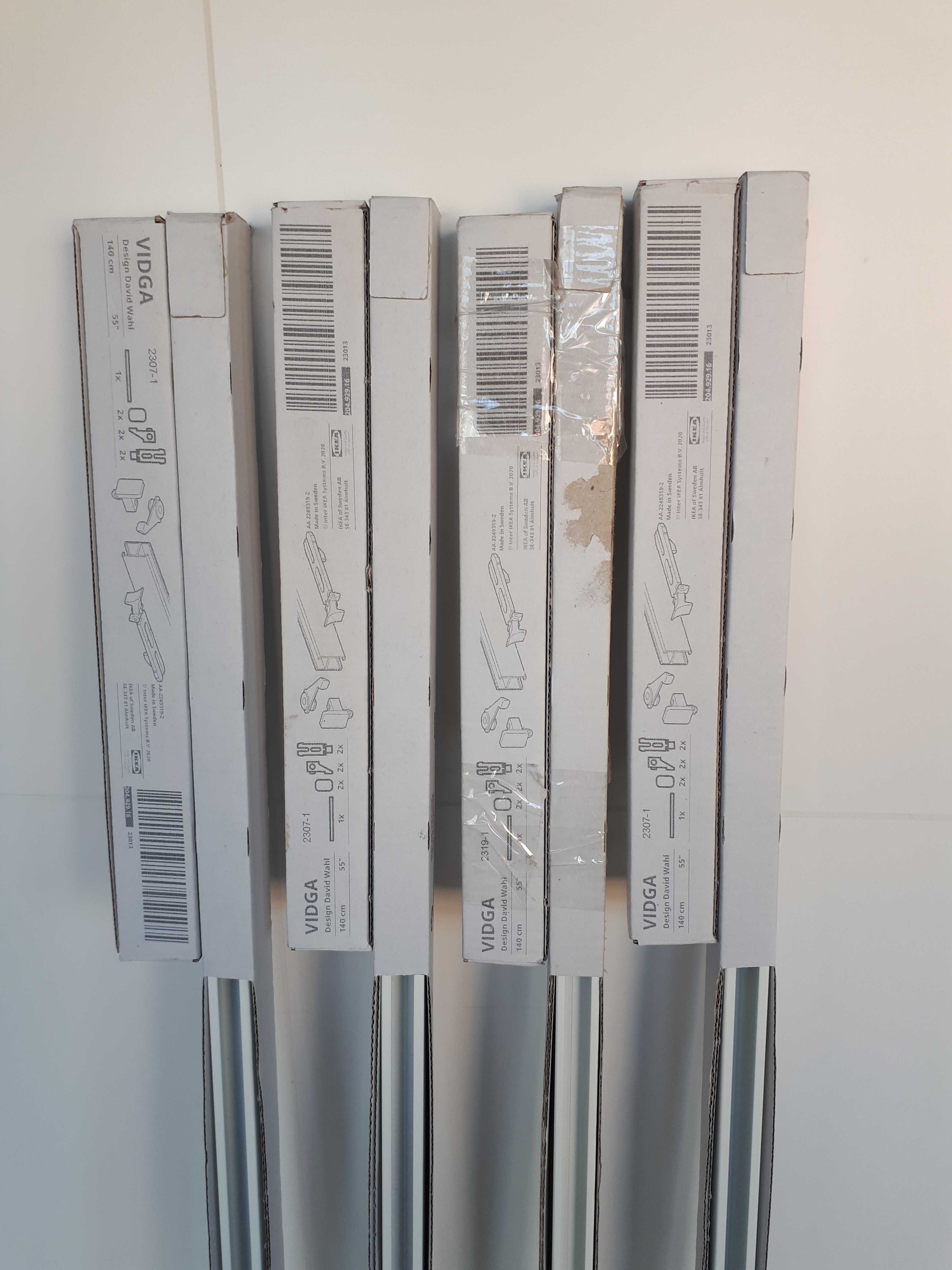 4 Calhas novas de cortinas VIDGA do IKEA 1,40m e 12 ferragens de 6cm
