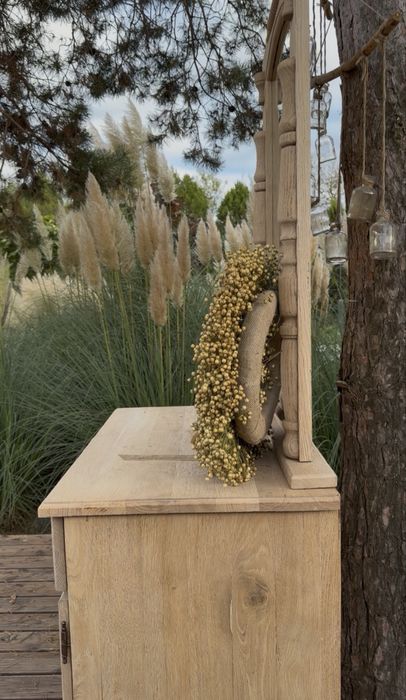 Komoda z lustrem , dębowy zestaw