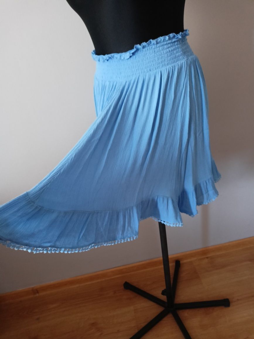 Nowa spódnica z wiskozy, falbaniasta, rozmiar XS/S
