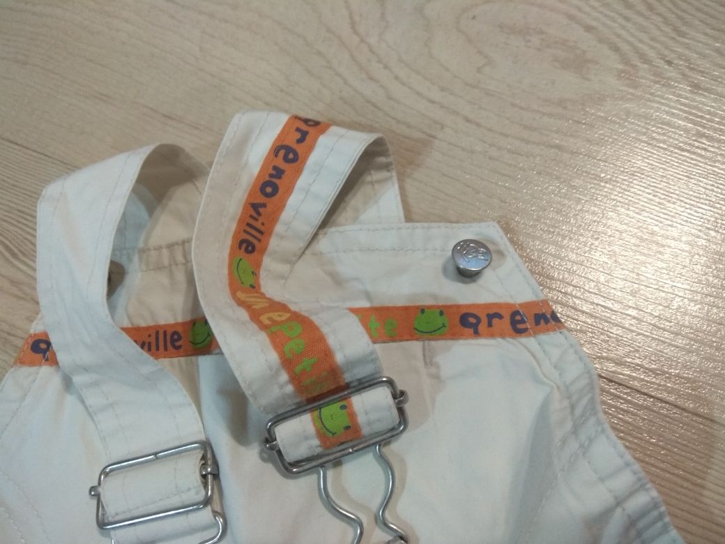 Letnie śliczne ogrodniczki 80 cm, kolor śmietankowy