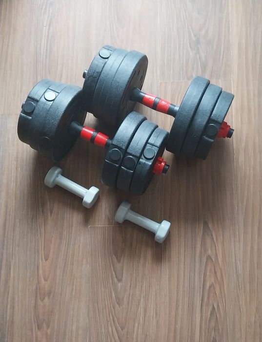 Zestaw hantli bitumicznych(10kg/2szt) + małe hantle fitness(1kg/2szt)