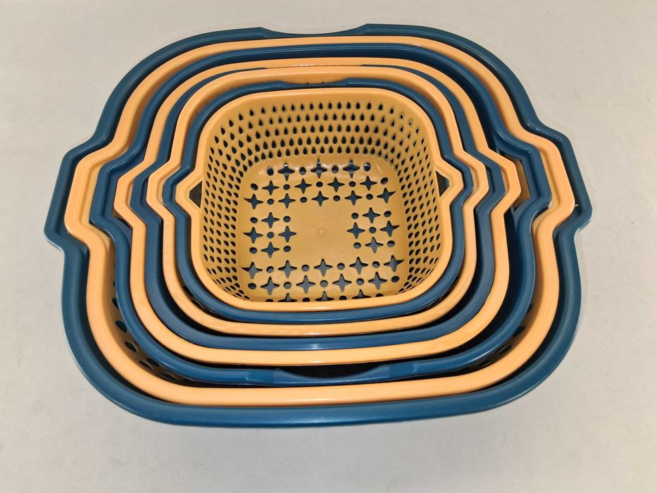 N149 Zestaw 4 Kompletów Miska + Durszlak Ociekacz Plastikowe Nowy