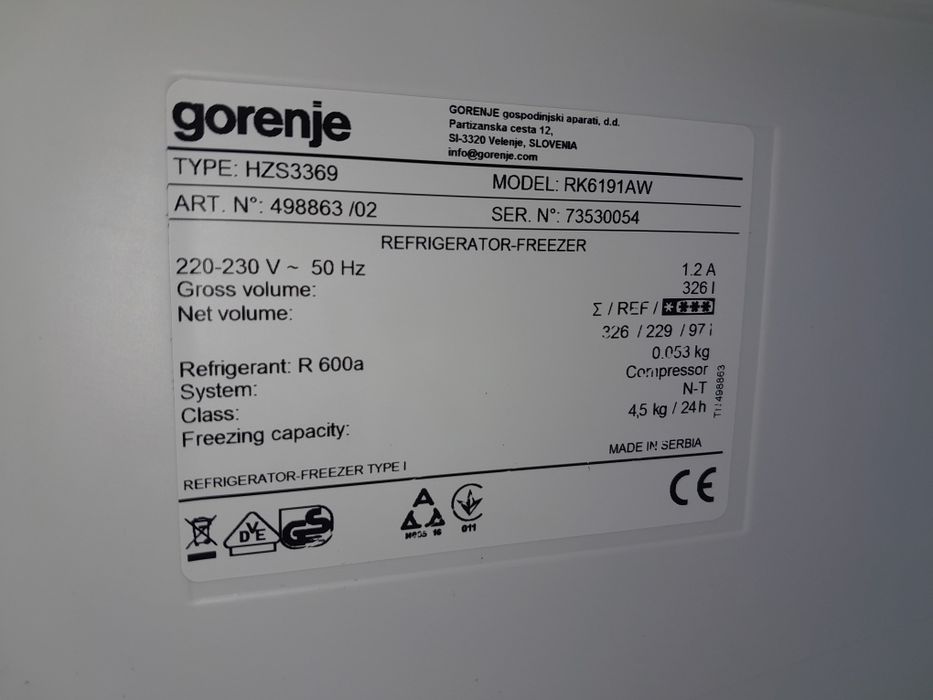 Lodówko zamrażarka gorenje