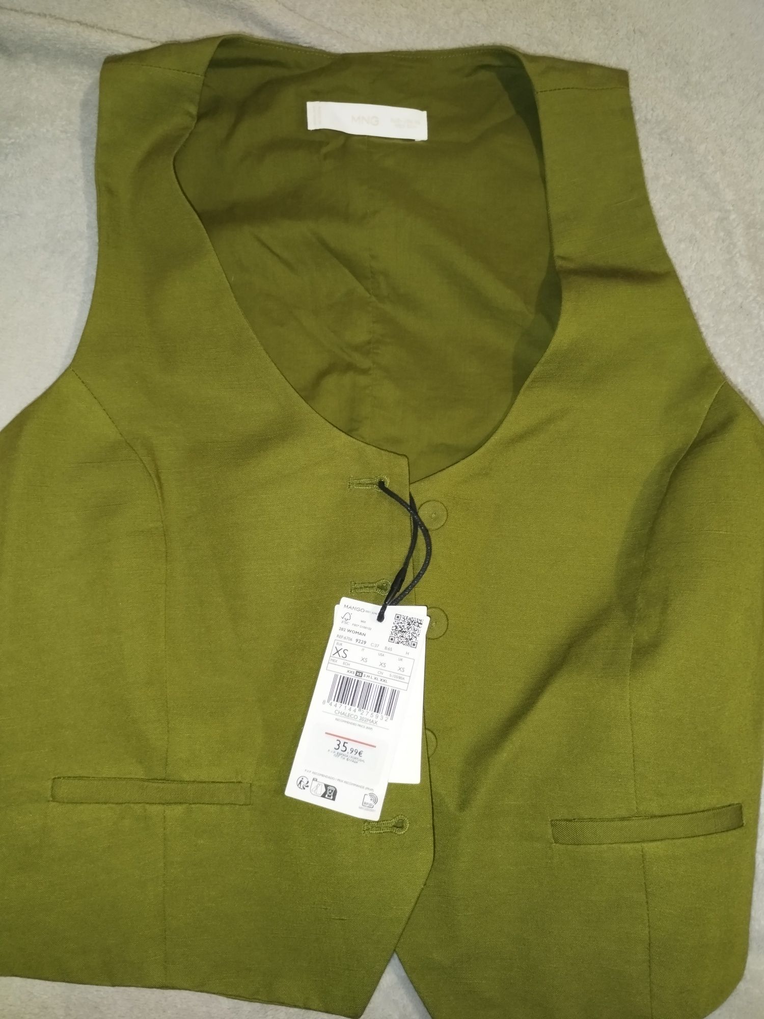 Colete verde, tamanho xs