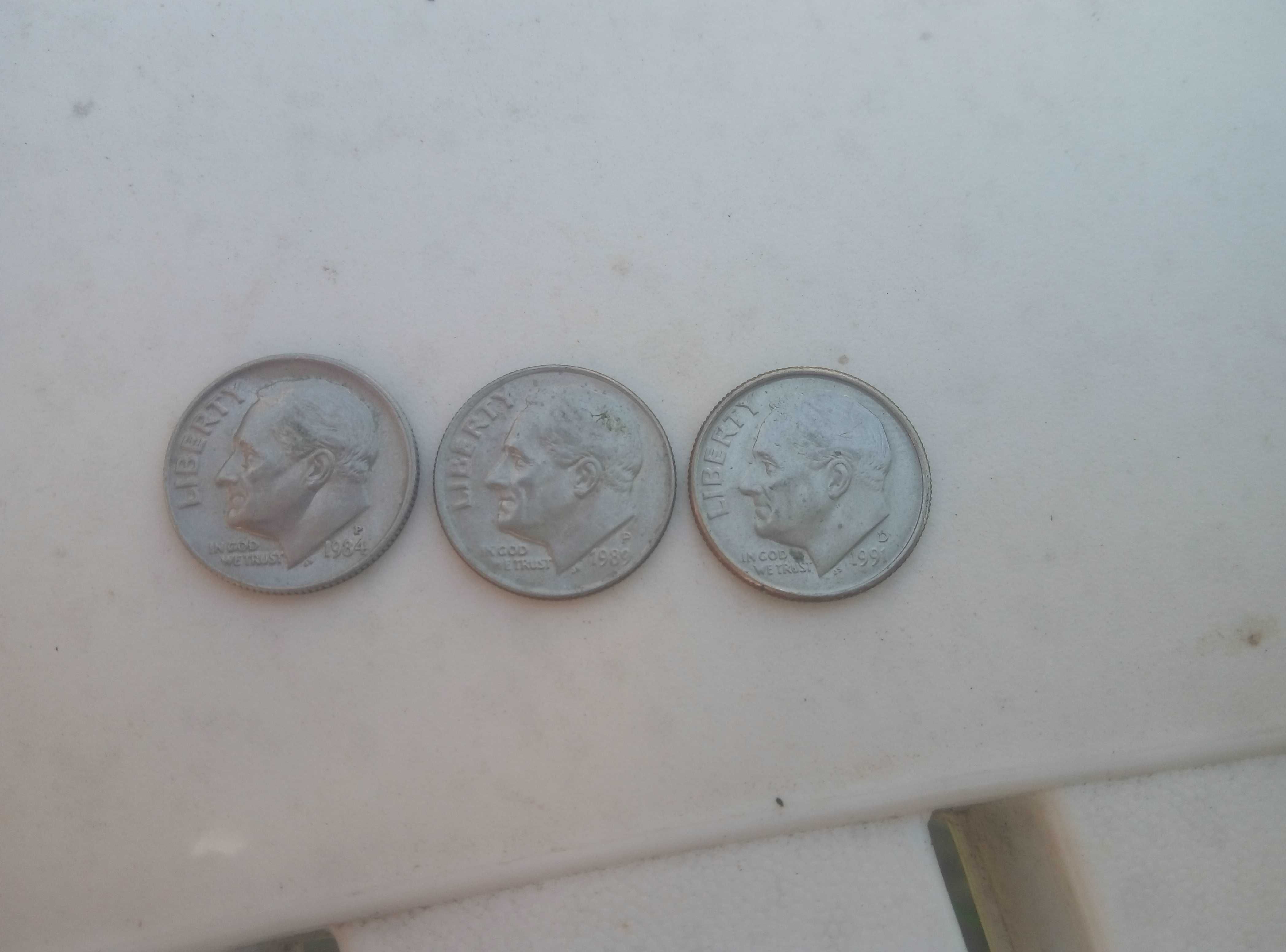 Монеты One dime USA один дайм 1984,89,91