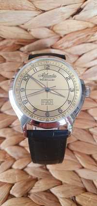 Piękny Atlantic Worldmaster Incabloc Automatic 39 mm - szafir, skóra