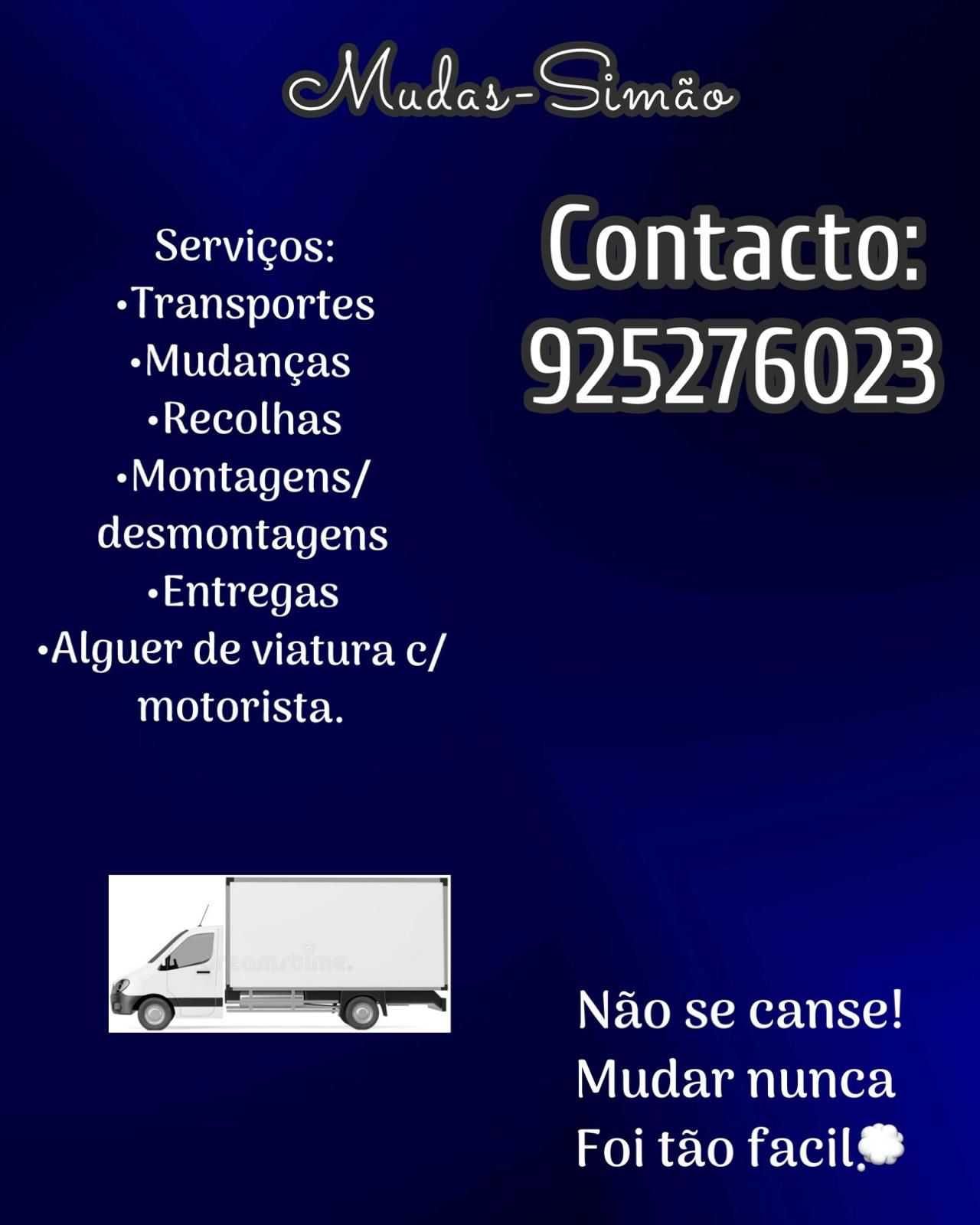 Mudanças,frete,aluguer de viatura c/motorista, recolhas.