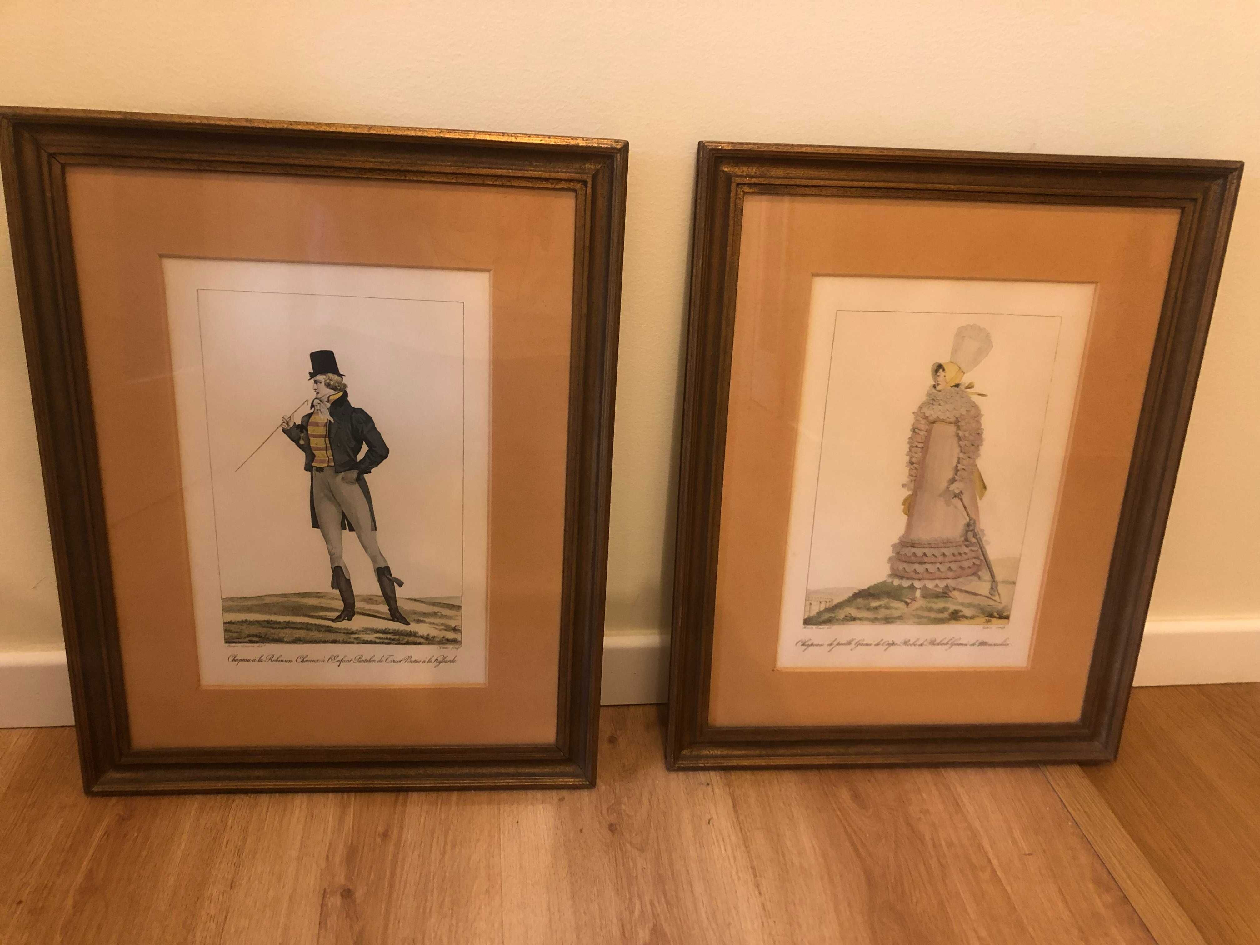 2 quadros, 1 de figura de senhor, outro de senhora