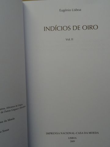 Indícios de Oiro de Eugénio Lisboa - 2 Volumes