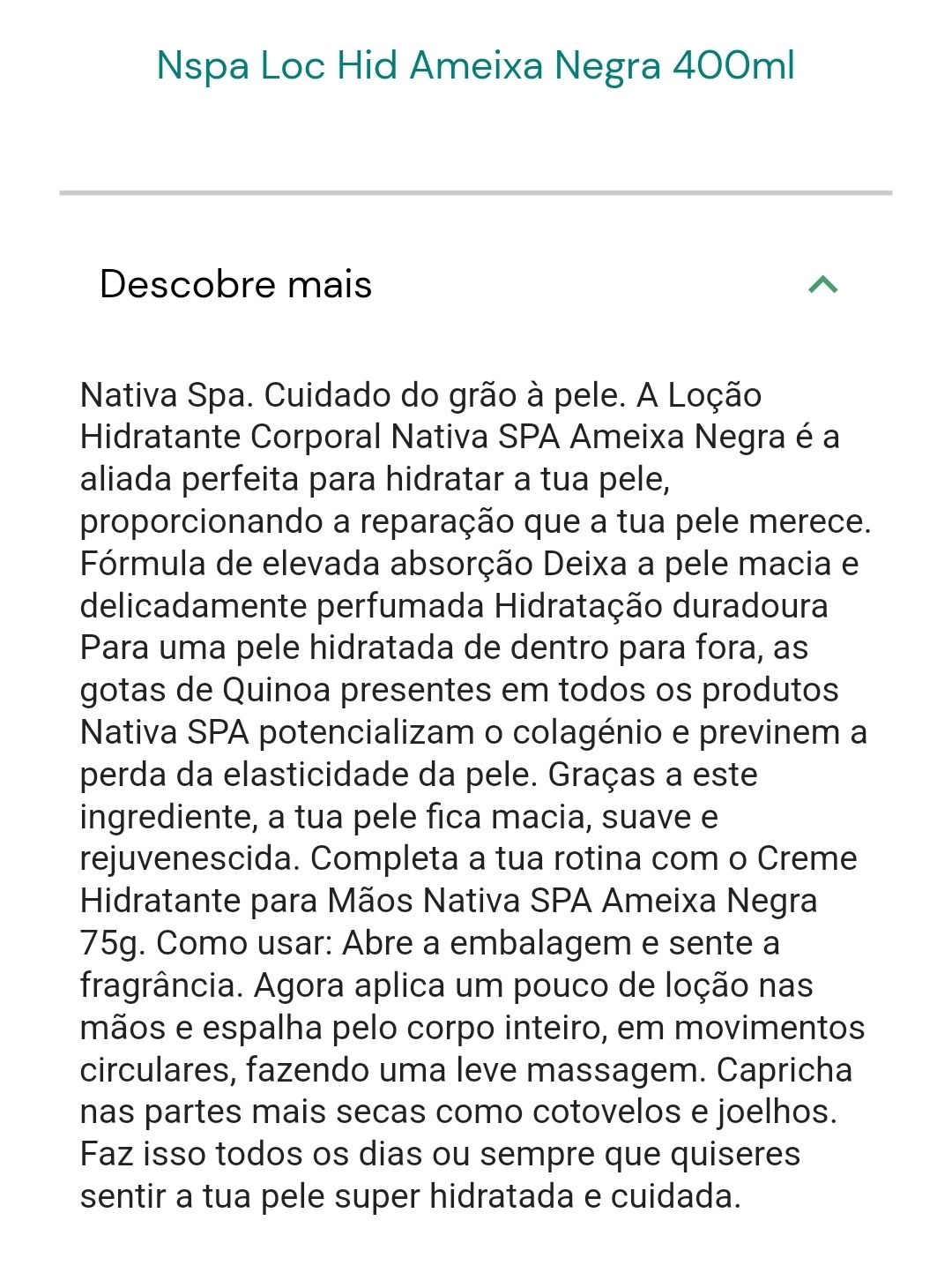 Hidratante Nativa SPA Ameixa Negra 400ml