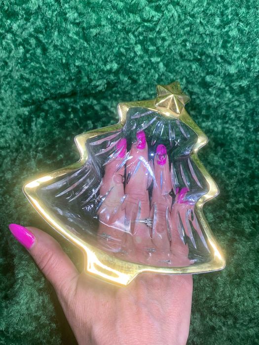 Цукерниця скляна у формі ялинки облямівкою Вишукана скляна цукерниця