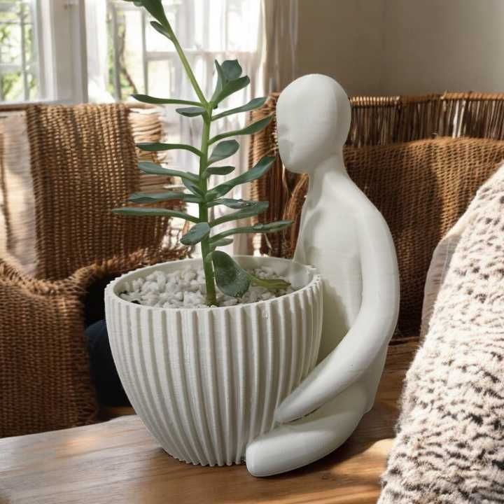 Vaso de Planta Guardião Minimalista 3D - Arte e Natureza