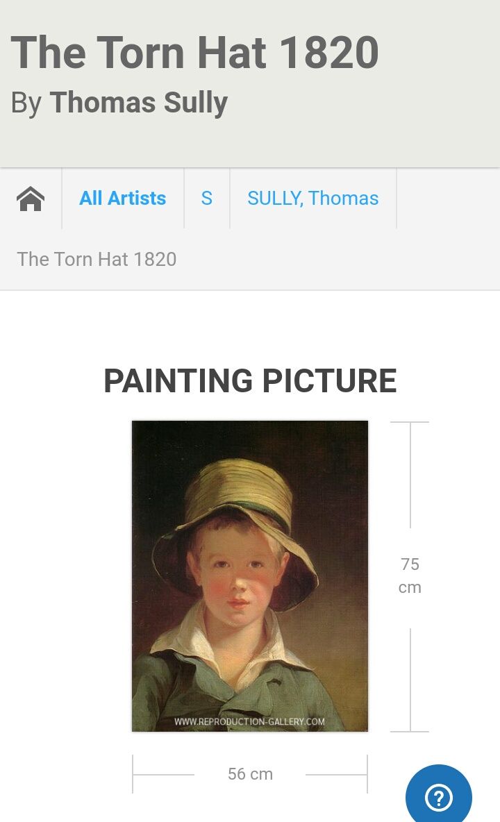 Pintura The Torn Hat - O Chapéu Rasgado - Thomas Sully 1820