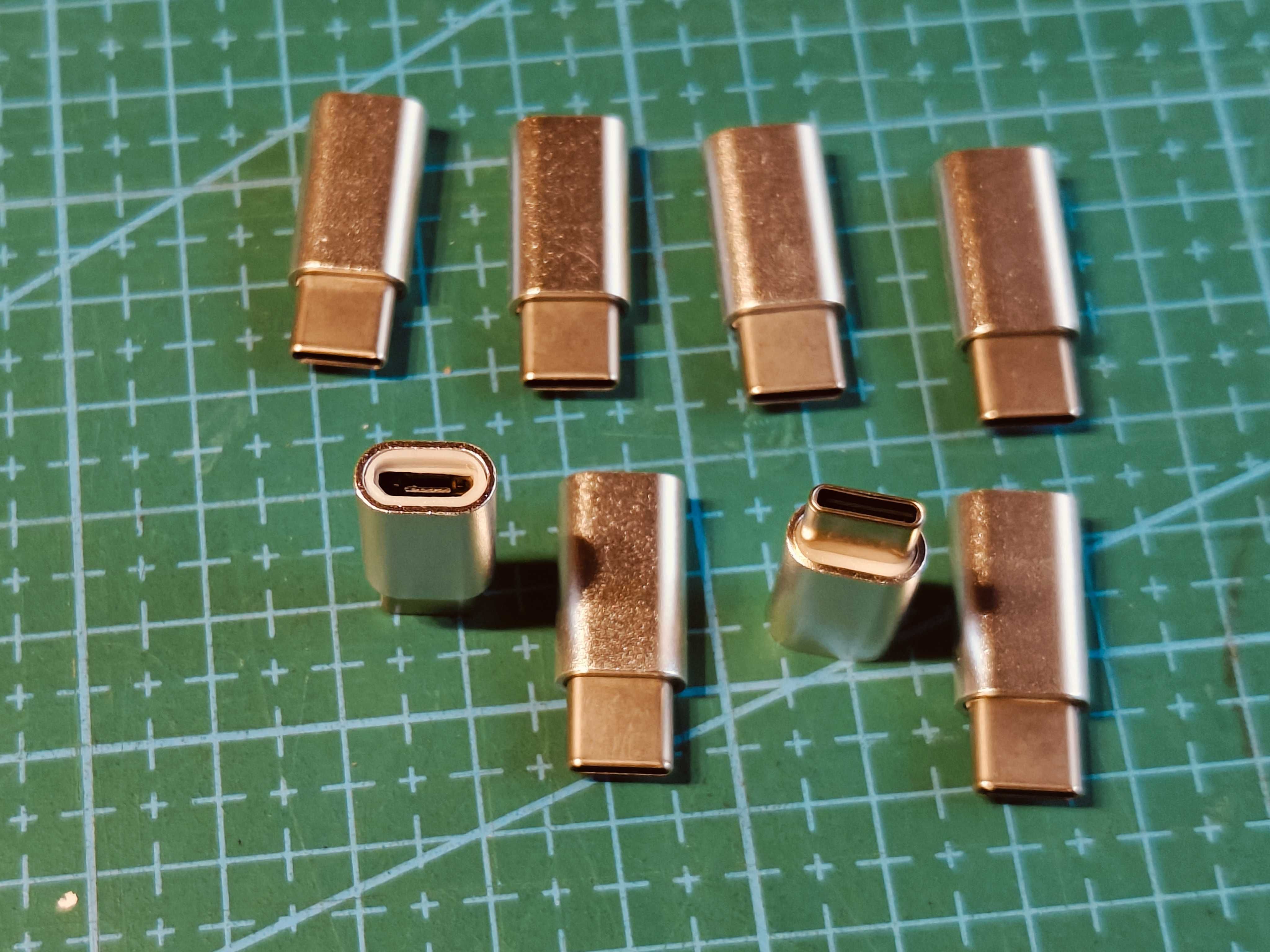 Przejściówki z micro USB na USB-C, solidne, metalowe, pakiet 8 szt.