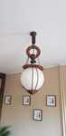 Zestaw stylowych drewnianych lamp, sufitowe i klinkiety