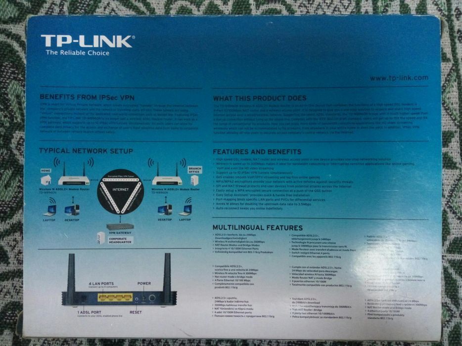 Роутер TP-LINK TD-W8960N, маршрутизатор, ADSL- модем.( ADSL2/2+ 300М).