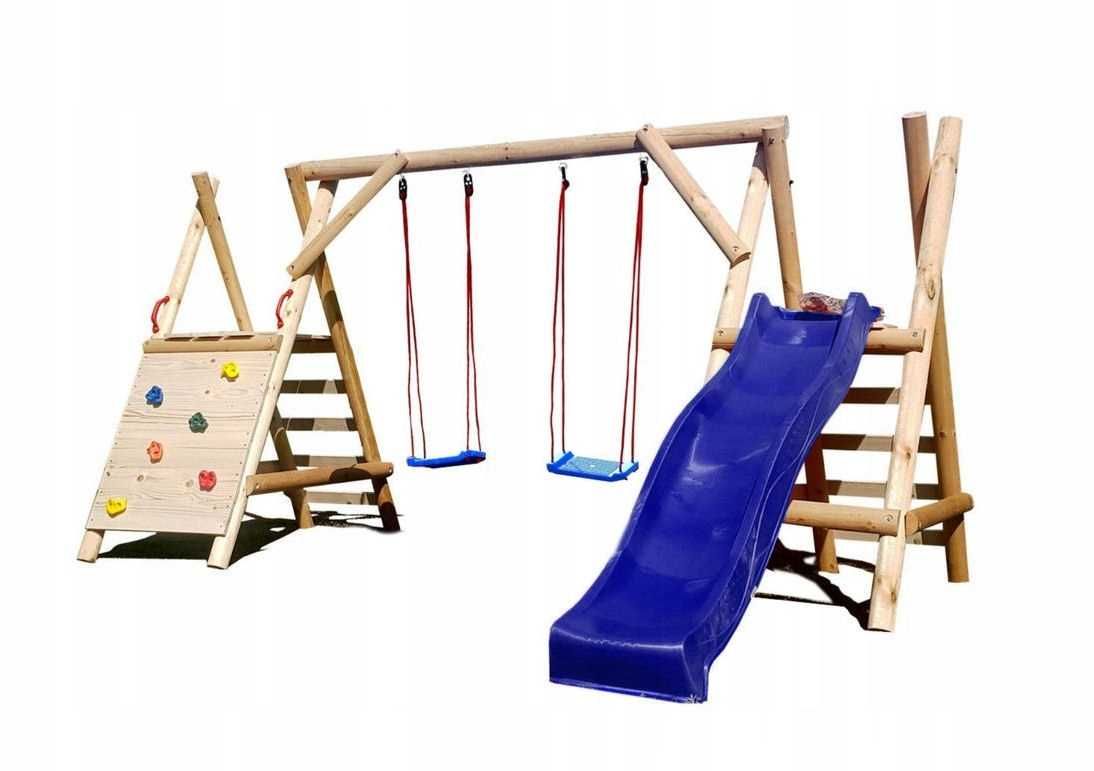 Drewniany Plac Zabaw do Ogrodu OLAF 2Huśtawki Ślizg Ścianka PRODUCENT